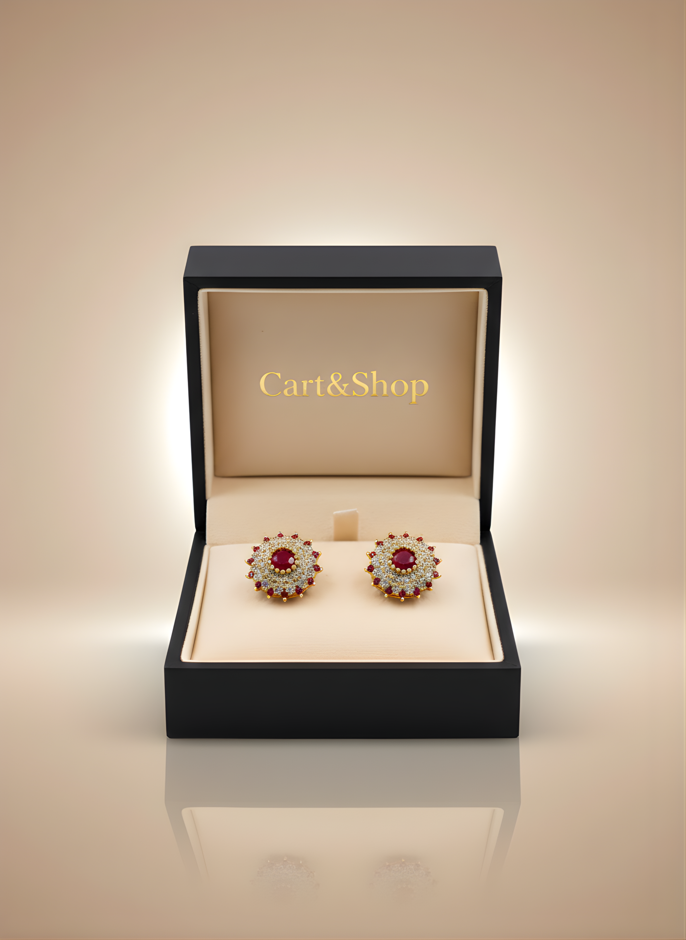 Imperial Solstice | Crimson Ruby & Pavé Sunburst Studs