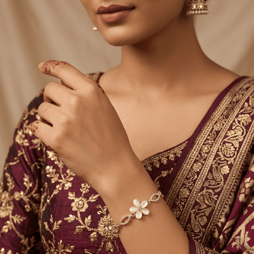 Floral Pearl Charm Bracelet