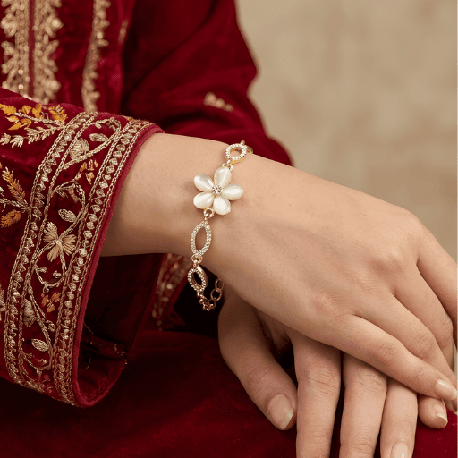 Floral Pearl Charm Bracelet