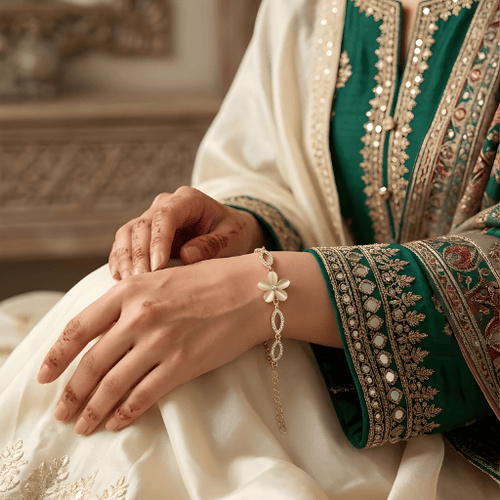 Floral Pearl Charm Bracelet